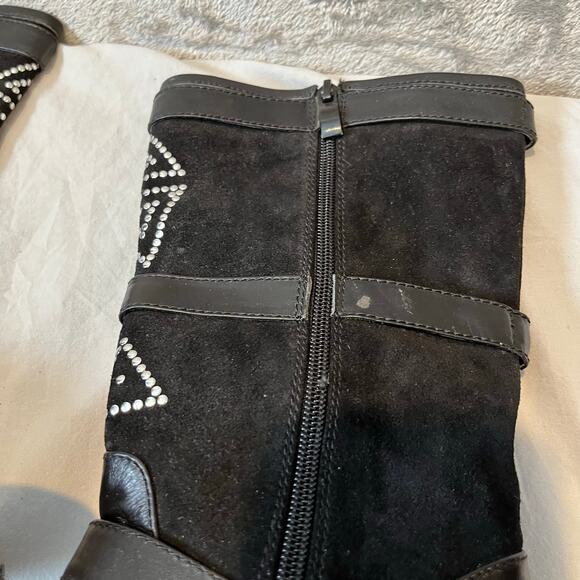 Black Women’s Studded Boots Size 7 Black Silver Studs Grazie‎ - Picture 5 of 10